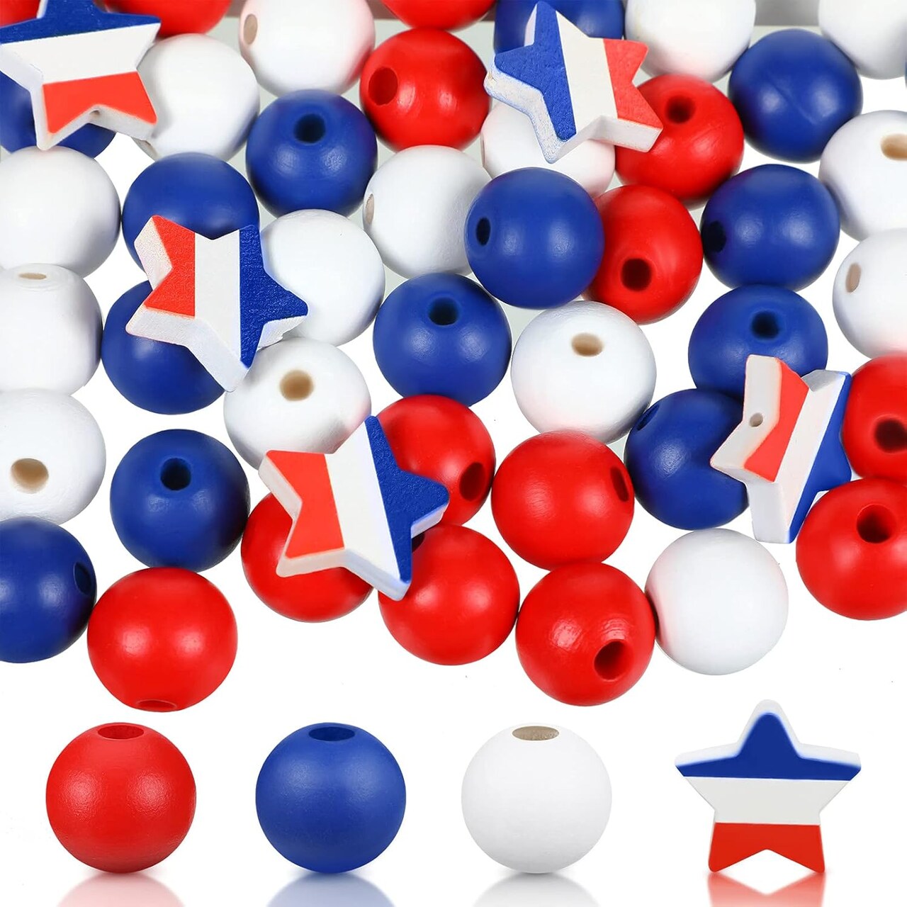 112PCS Patriotic Silicone Focal Beads - Patriotic Beads for Pens